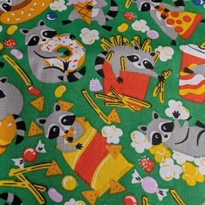 1.90 Yards Of 100% Cotton Fabric-Raccoon Snack Time Print